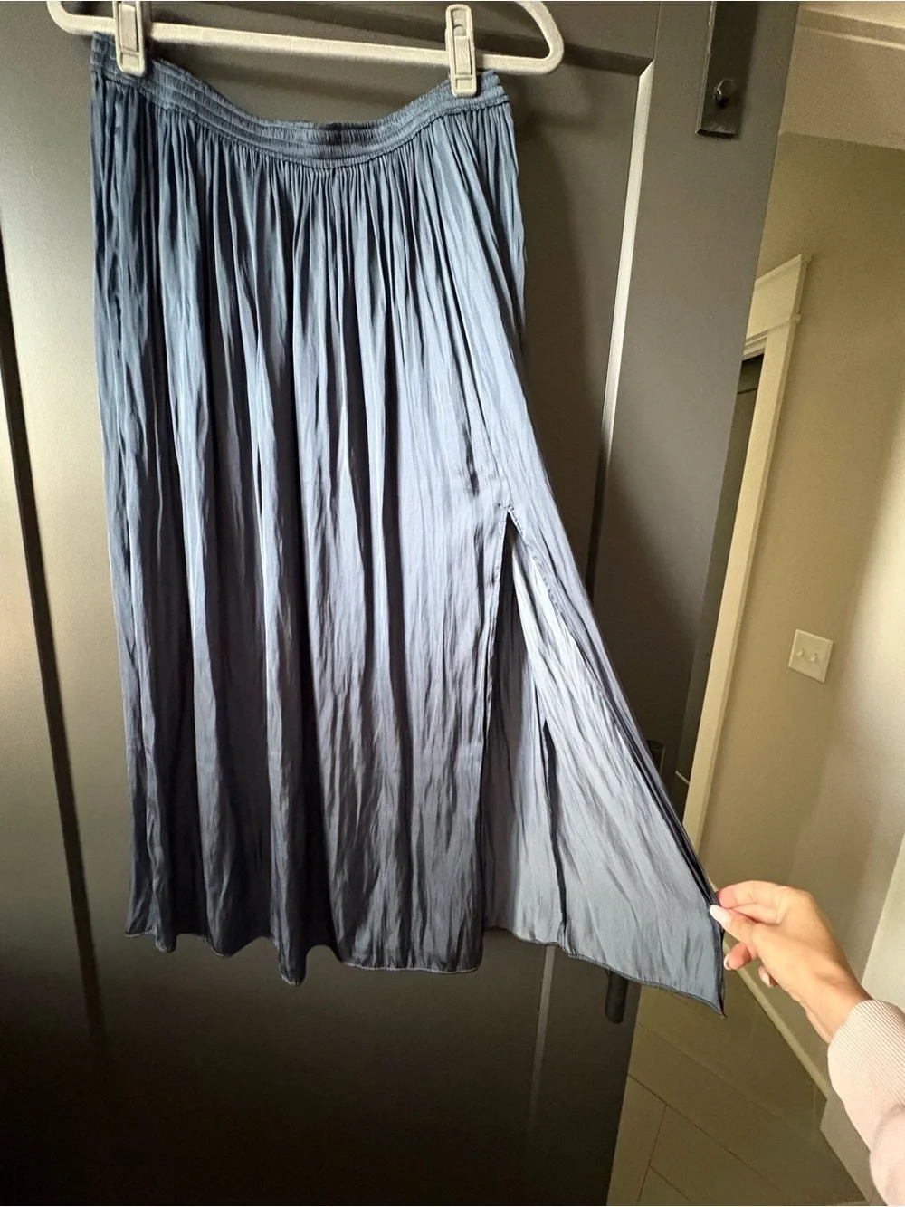 J. Crew Dusty Blue Maxi Silky Skirt